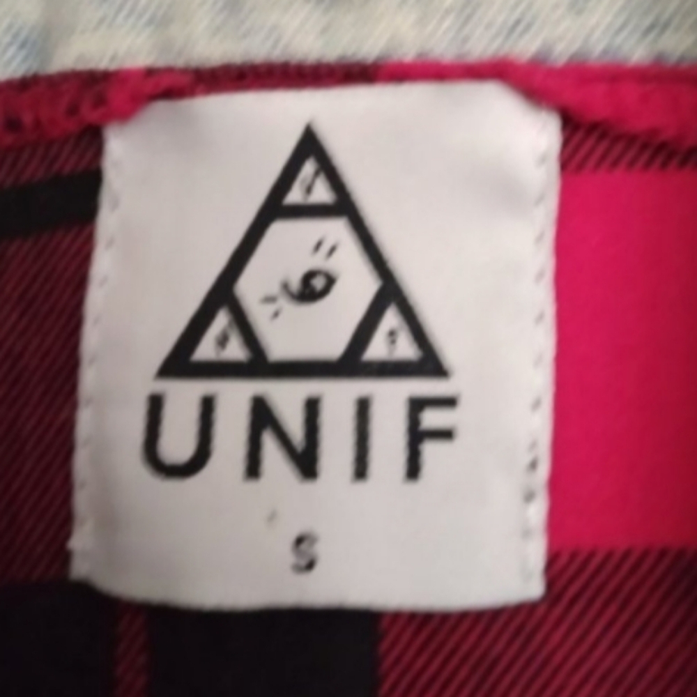 Unif Womens Plaid Distressed Denim Vest Sz S - Picture 2 of 3